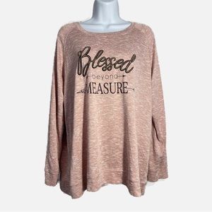 Lightweight Heathered Pink graphic long sleeve sweater size 1X